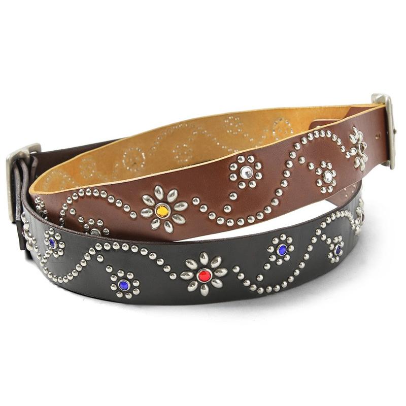 HTC エイチティーシー #24 FLOWER 1.75”カウレザー スタッズベルト