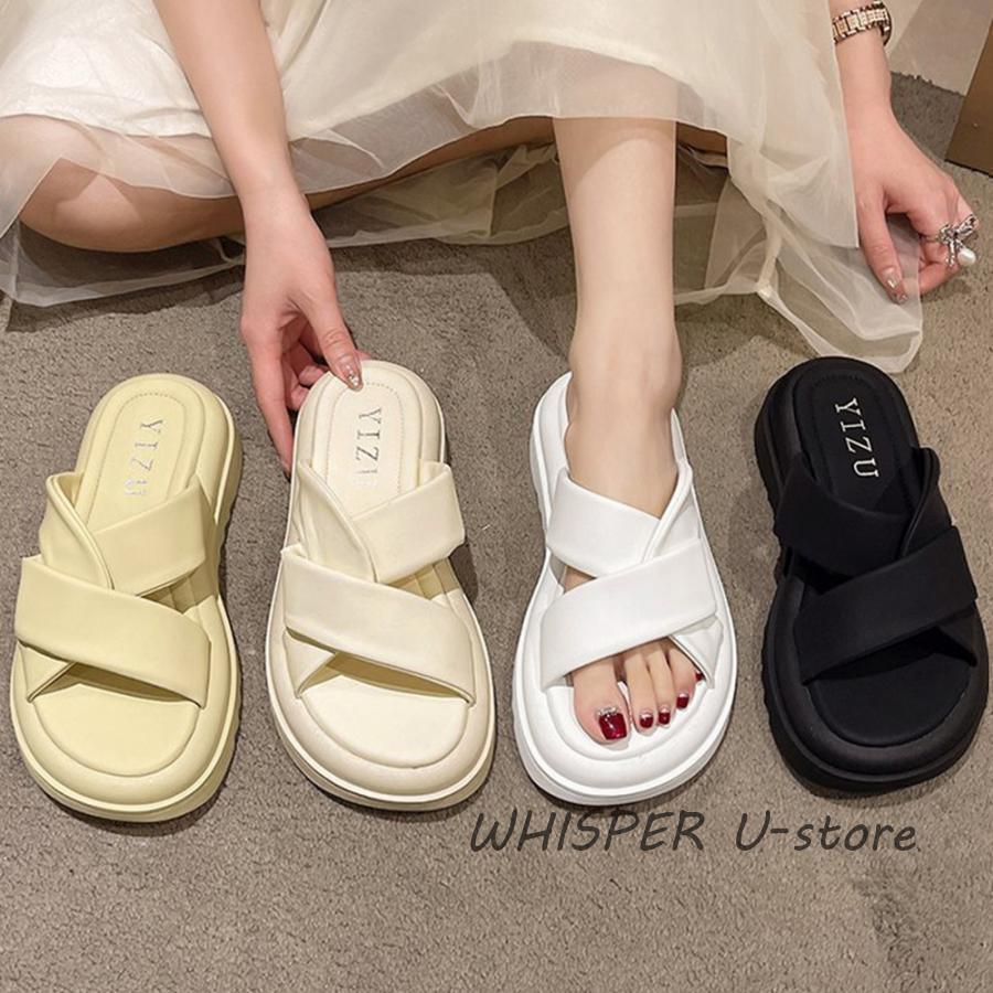 厚底サンダル レディースフラットサンダル : WHISPER U - 通販 - Yahoo