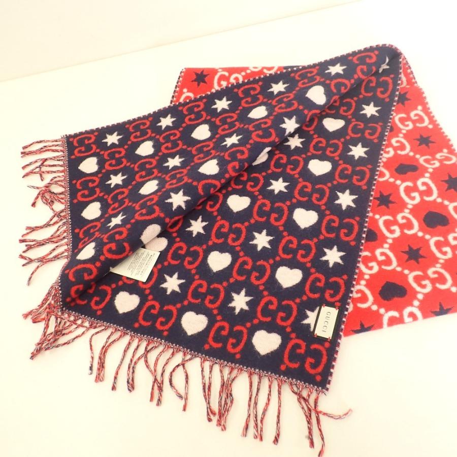 GUCCI（グッチ） 美品 601176 3G200 6468 GG/ハート/スター柄 ウール