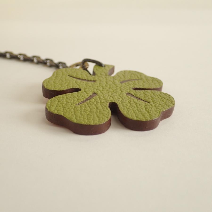 HERMES エルメス 925刻印 四つ葉 クローバー バッグチャーム グリーン