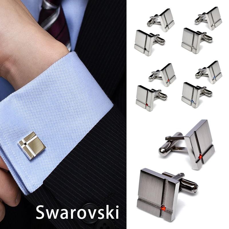 カフスボタン クリスタルガラス ブランド 結婚式 日本製 真鍮 シンプル