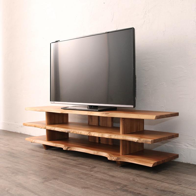テレビ台 テレビボード 天然木 チーク無垢材一枚板風 ブラウン色 幅150