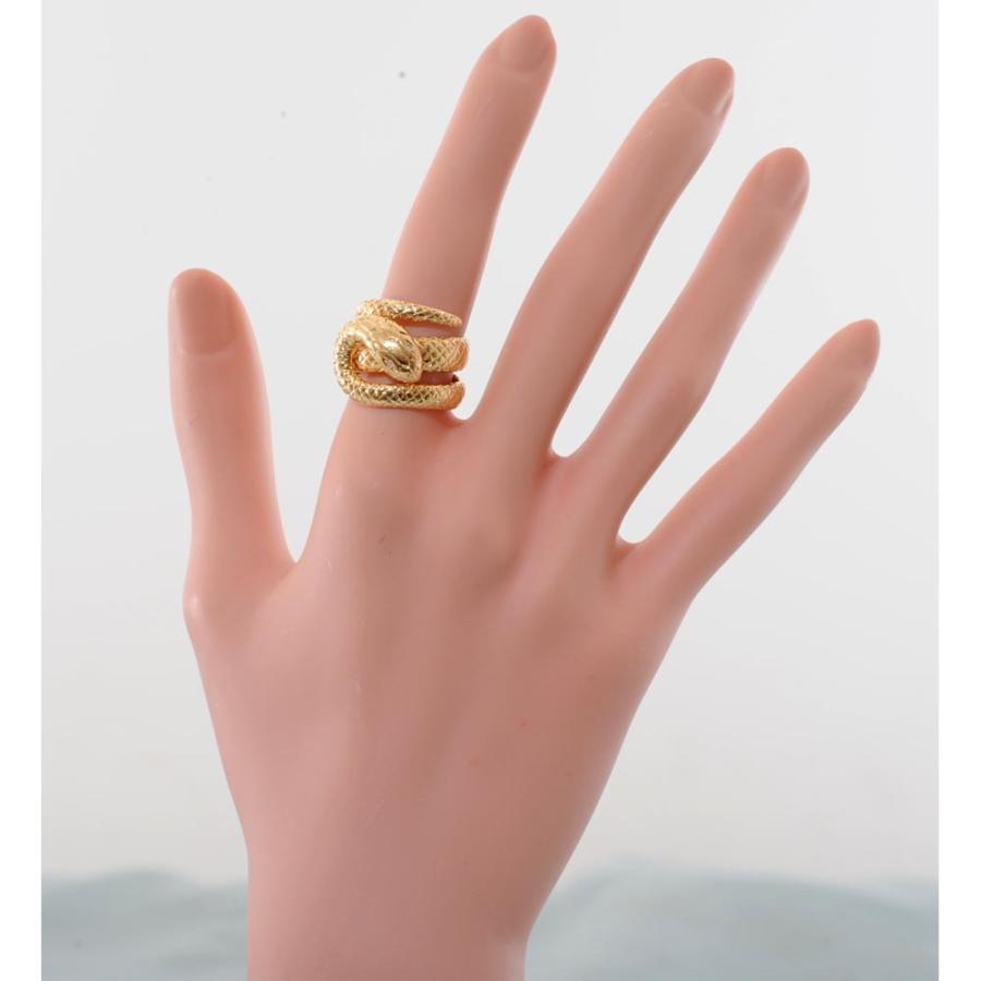 G44】 K18 イエローゴールド メレダイヤ 蛇 スネーク デザイン リング