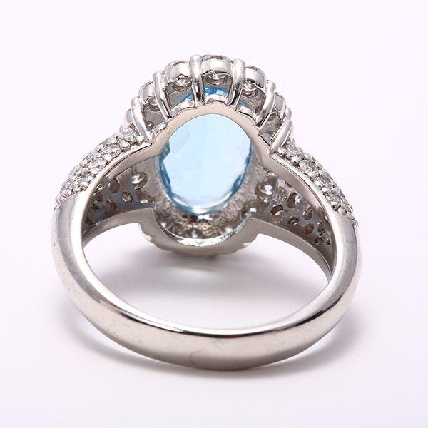 3月誕生石 アクアマリン プラチナ リング 指輪 PT900 ダイヤモンド