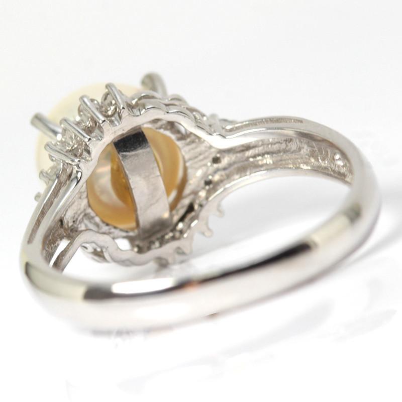 Pt900 パールリング 8mm ダイヤモンド 0.12ct 12号 真珠 プラチナ 指輪