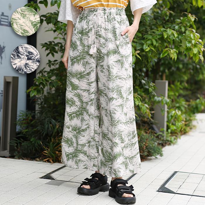 チチカカ（TITICACA） リーフプリントパンツ ／ ワイドパンツ