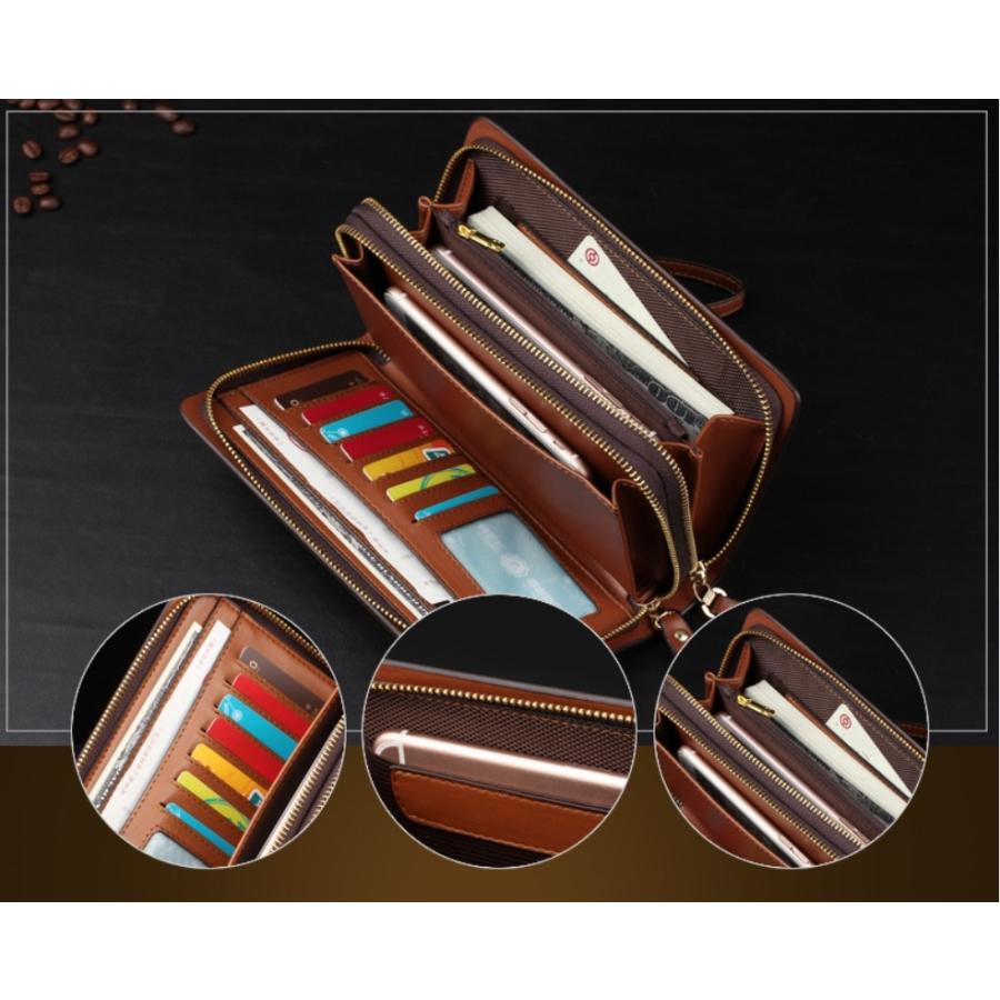 長財布 メンズ クラッチバック セカンドバッグ ダブルラウンド