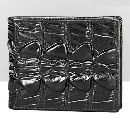 二つ折り 財布 メンズ 本革 高級 牛革 使用 クロコダイル 花柄 型押し