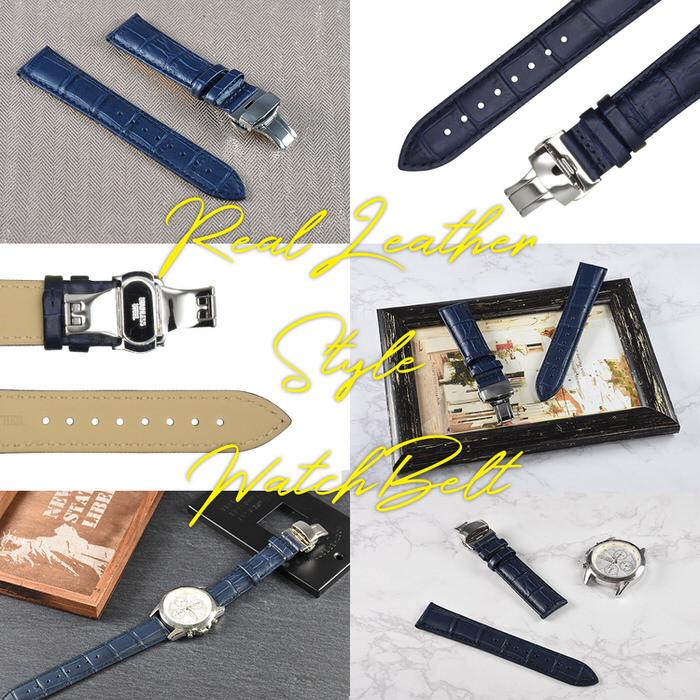 時計ベルト Dバックル 濃紺 ネイビー 革 レザー 16mm 18mm 20mm 22mm