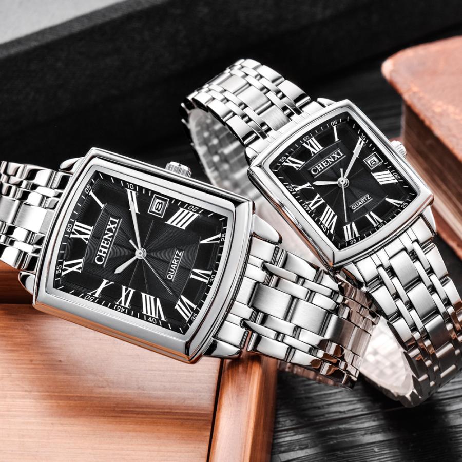 腕時計 スクエア カレンダー ステンレス ビジネス クォーツ 防水