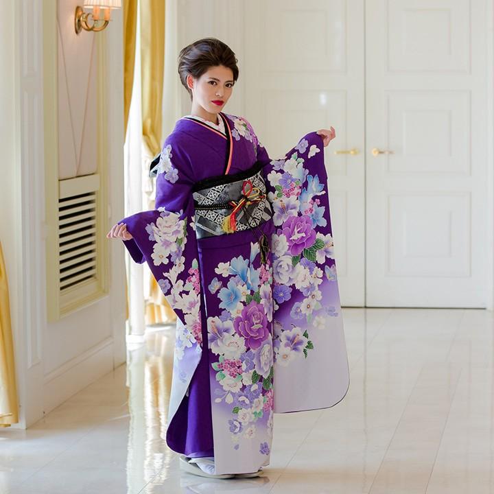 高級正絹 振袖レンタル 送料無料 FS-099 紫系 振袖 成人式 レンタル