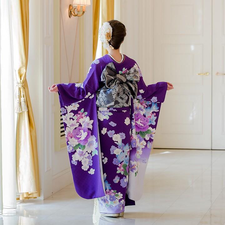 高級正絹 振袖レンタル 送料無料 FS-099 紫系 振袖 成人式 レンタル