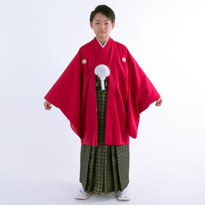 小学生 卒業式 レンタル 袴 HK-B18 赤 黒 金 フルセット袴レンタル