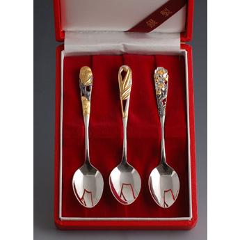 銀製カトラリー「松・竹・梅」三種類スプーンセット : 銀食器・銀製器