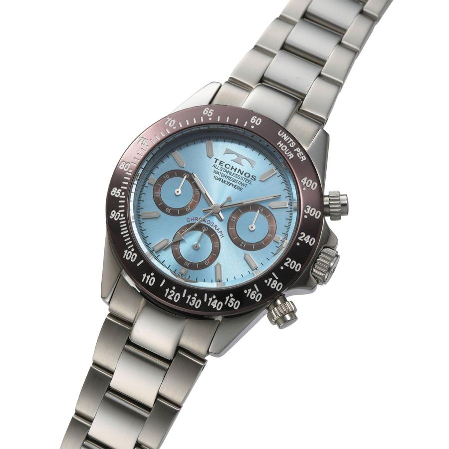 TECHNOS（テクノス） 10気圧防水クロノグラフ 腕時計 アイスブルー