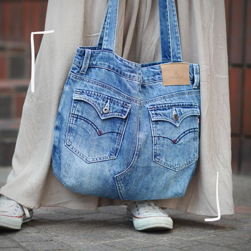 送料無料】UK Trident デニムトートバッグ レディース 手作り おしゃれ