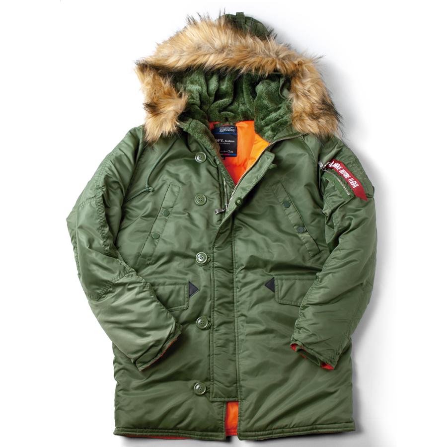 N-3B ミリタリージャケット 中綿入り フードファー付き アーミー