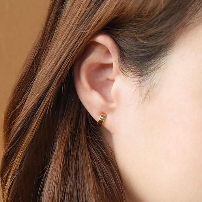 ピアリング 正規品 平打ち コンビ リバーシブル イヤリング K18