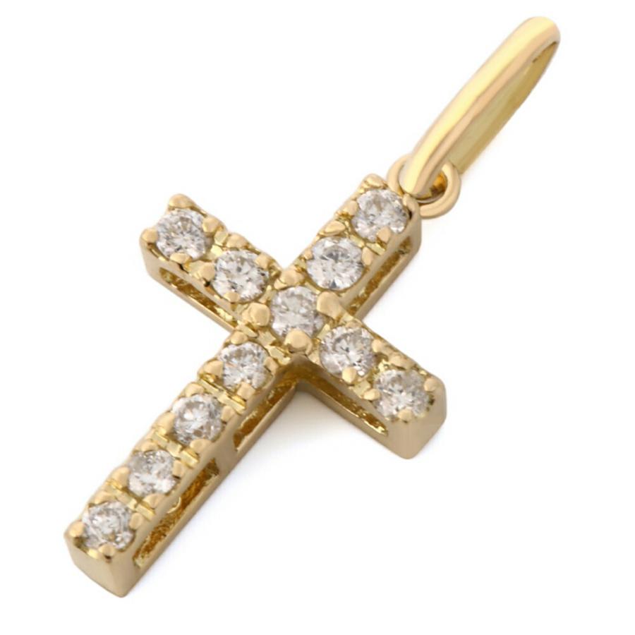 K18 イエローゴールド ダイヤモンド ミニクロス ペンダント 18金 18k