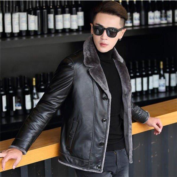 新品SALE ラム革 シープスキン ムートンコート メンズ 男性 通勤