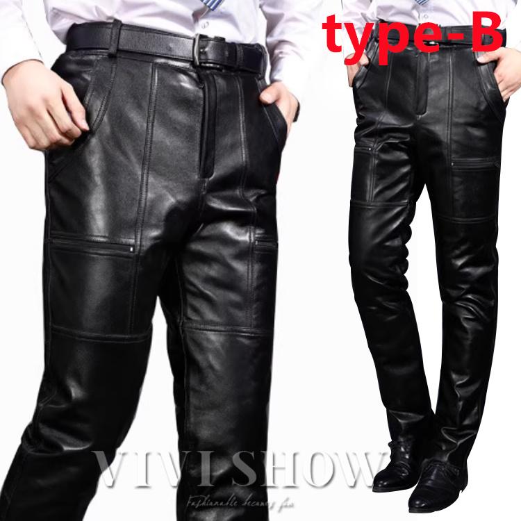 ラム革 本革 レザーパンツ 羊革パン ライダースパンツ メンズ 大きい