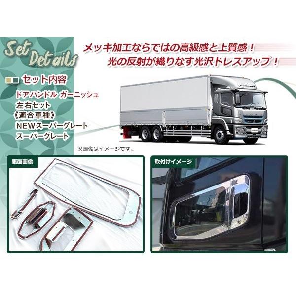 三菱 ふそう 07 NEW スーパーグレート メッキ ドアハンドルカバー 安全