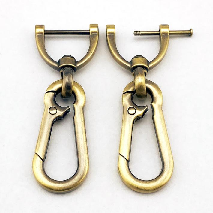 カラビナ Dカン付き 紐通り幅20mm ネジ式 キーホルダー 2個セット