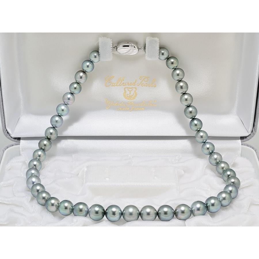 8mmX10.5mm 黒蝶真珠 （黒真珠） ネックレスグレー系 : 真珠専門店