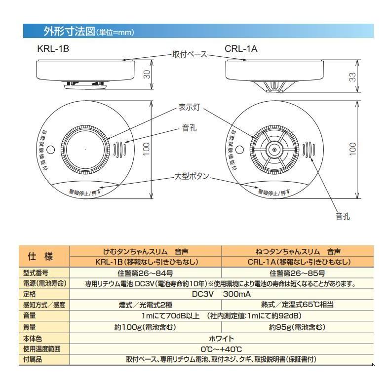 ニッタン ねつタンちゃんスリム CRL-1A 日本製 火災報知機 火災警報器