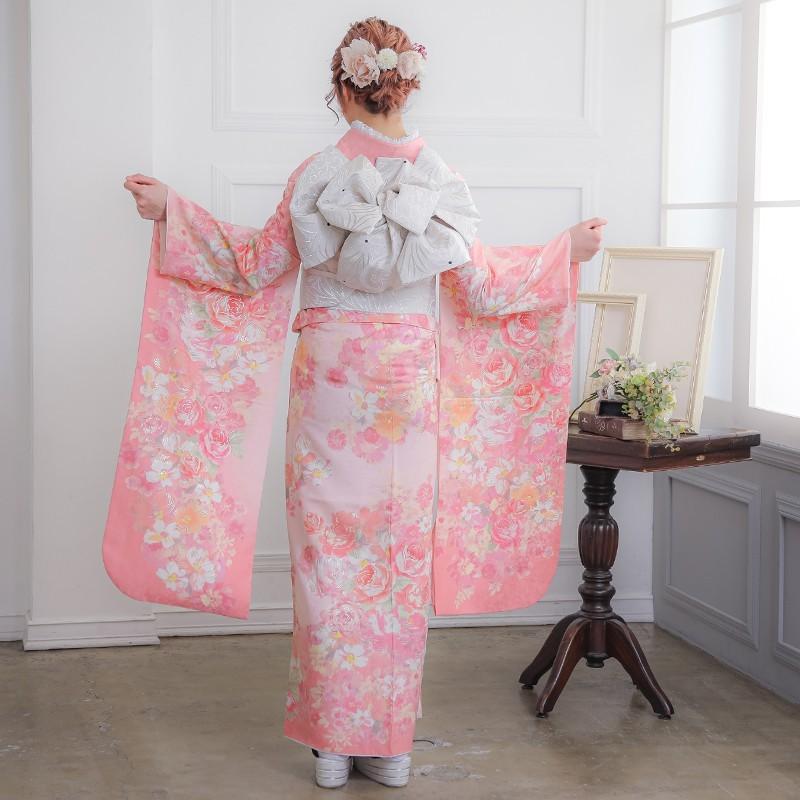 振袖 レンタル 成人式 結婚式 ピンク 薔薇尽し(絹)(R1491) LIZ LISA 12