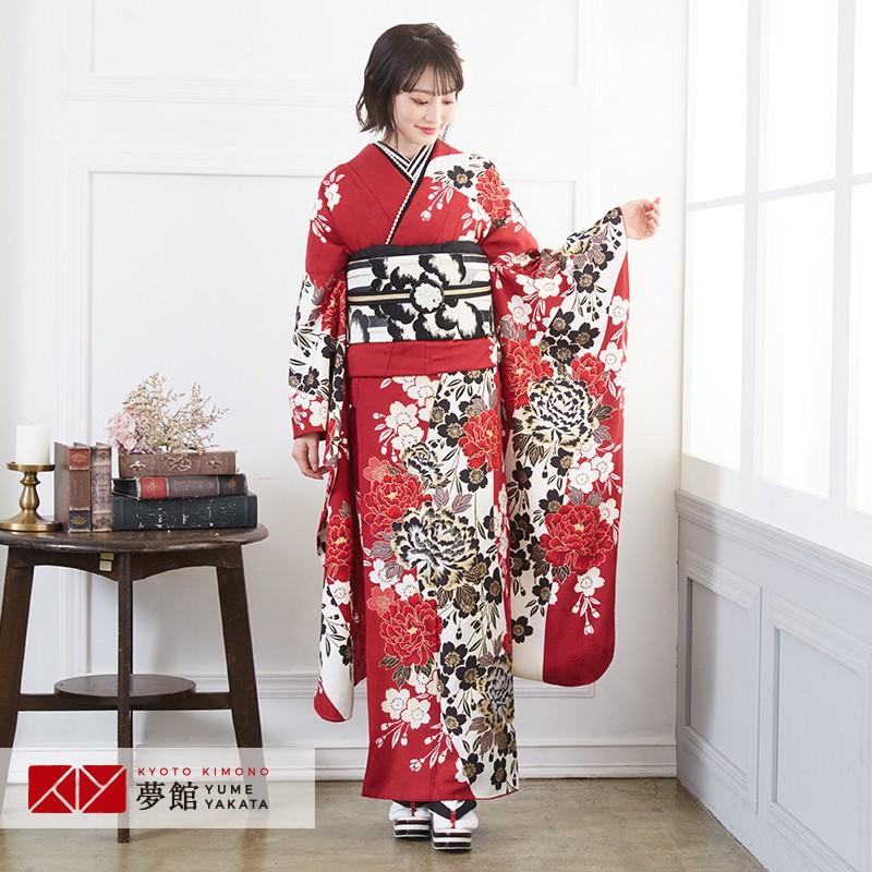 振袖 レンタル 成人式 結婚式 赤 豪華金彩 牡丹桜(絹)12月〜1月利用