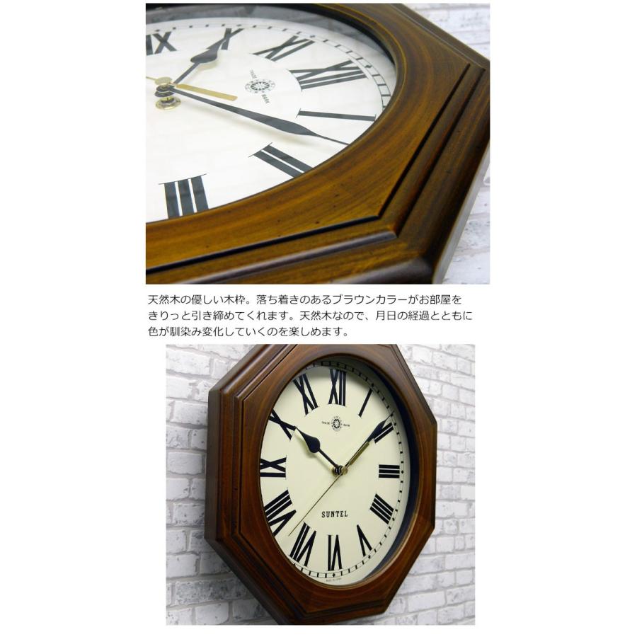 電波掛け時計 8角アンティーク 掛け時計 八角形 日本製 掛時計 電波