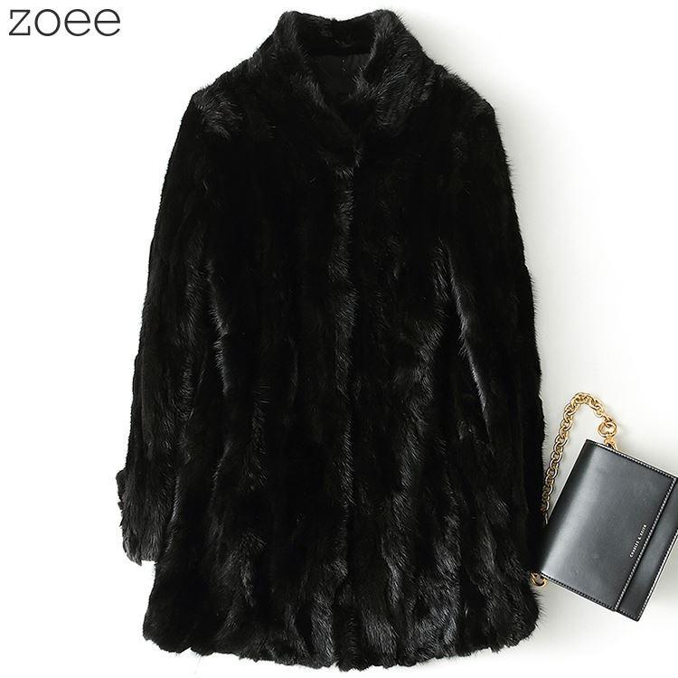 ミンクファーコート スタンドカラーコート 毛皮コート レディース 秋冬