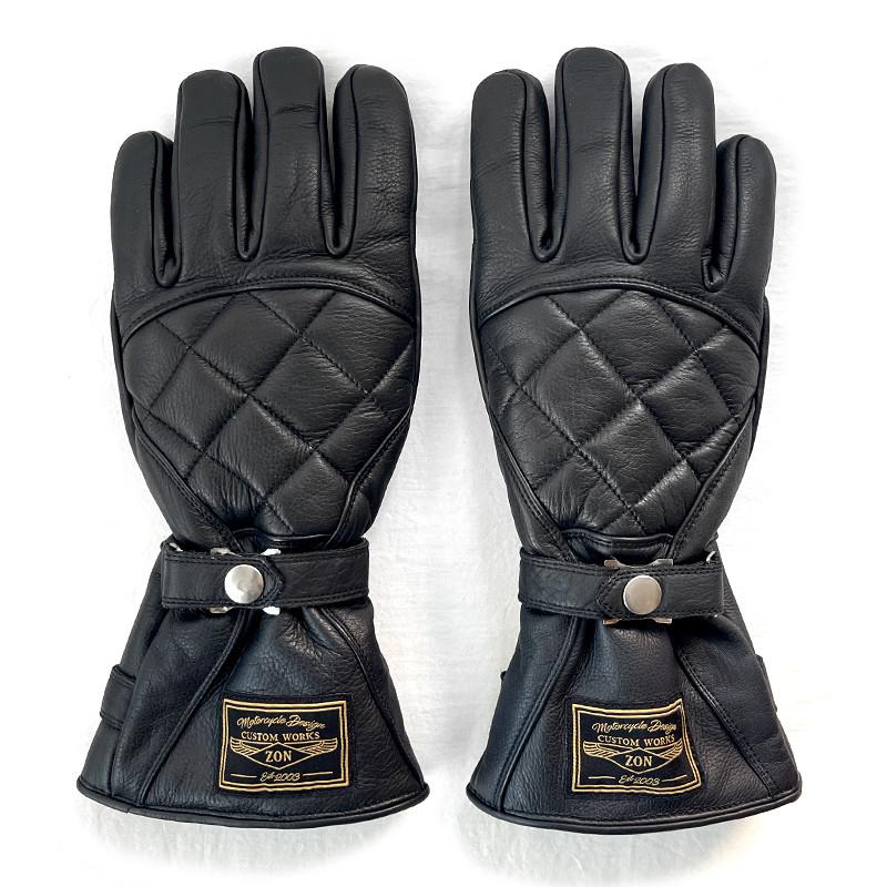 極寒用 牛革 ガントレットグローブ レザー 冬用 手首 長い 中綿入り