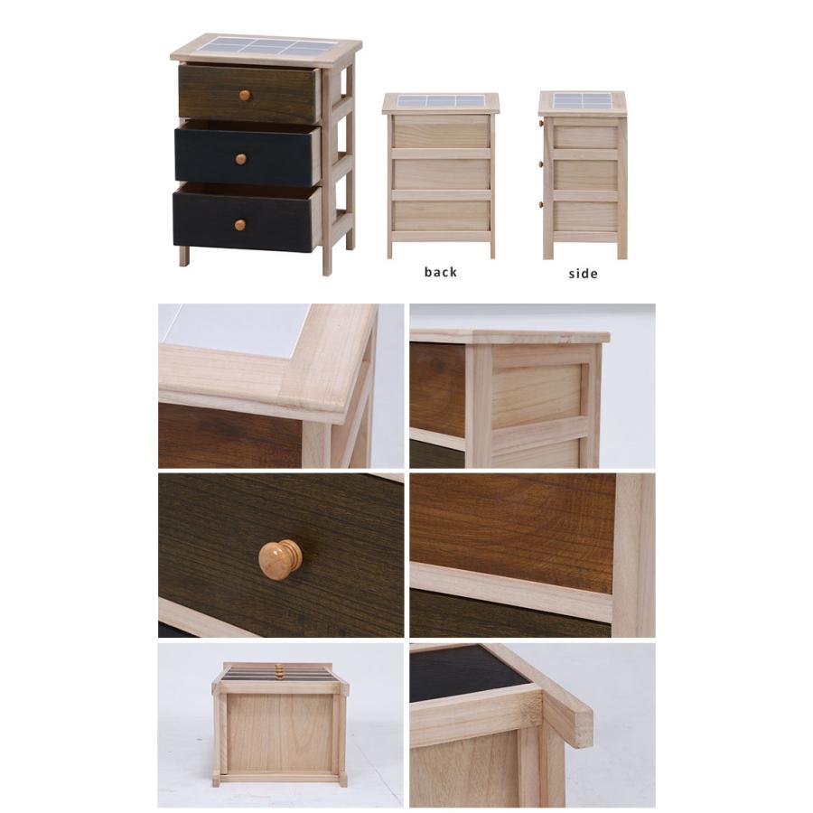 爆買 引き出し 収納 木製 桐製 マルチカラーチェスト 3段 幅400×奥行