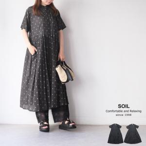SOIL（ソイル） バンドカラードレス 花柄ワンピース レディース 国内