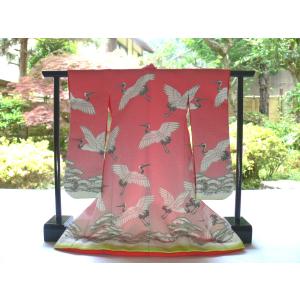 送料無料 ミニチュア着物1/5振袖絵羽キット 糸車に花散らし/金茶（衣桁