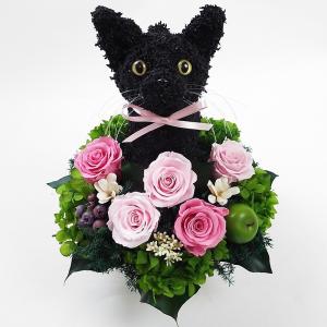 プリザーブドフラワーアレンジ猫 三毛猫 Pretty 結婚祝い 誕生日