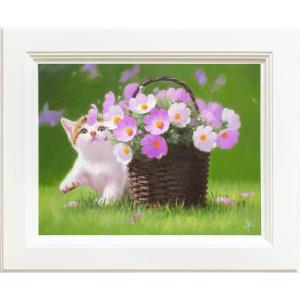 長岡 卓 「 コスモス畑の少女 」油絵 油彩画 F20 ( 20号 ) 絵画 洋画