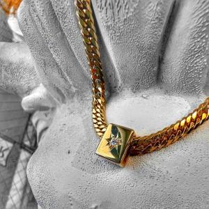 G-BALLER / ジーボーラー】K18 喜平ビーズ ダイヤ クロス 喜平