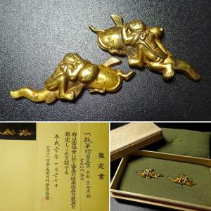 刀装具 m-5 目貫 楠木正成・正行別れの図 赤銅金色絵 鍔・刀装具