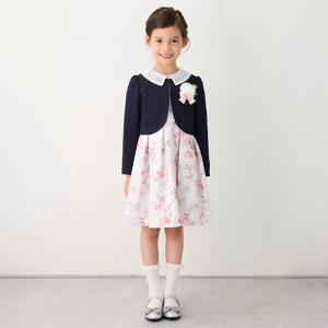 petit main プティマイン フラワー刺しゅうOP+衿つきJKセット 110 120