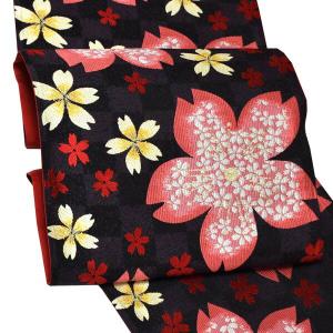 振袖 帯「シルバー 黒×金、荒波」日本製 未仕立て 六通柄 振袖用 袋帯