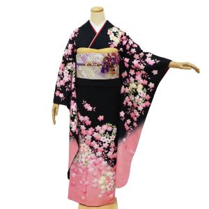 送料無料】【中古】振袖 正絹（展示品 ランクS クリーム色 ちりめん