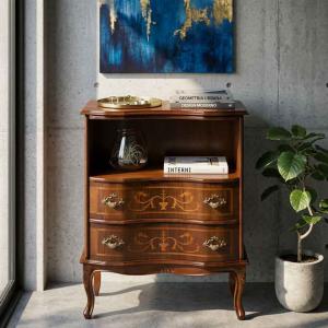 チェスト 木製 5段 完成品 茶 58cm 象嵌 ロココ調 イタリア 家具 猫脚