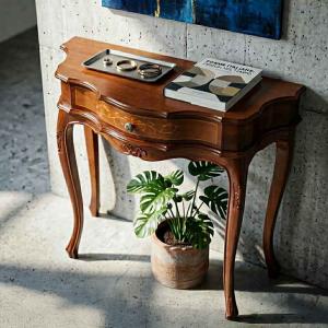 コンソールテーブル 木製 イタリア 猫脚 象嵌 完成品 イタリア製 588