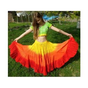 ベリーダンス インド製 ジプシー スカート 25ヤード コットン 水色 赤