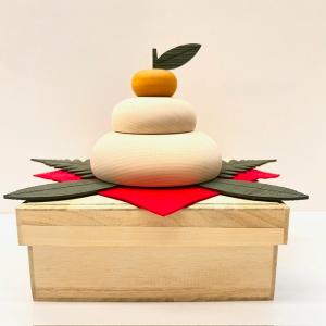 きのいい鏡餅 ミニ 木製 かがみもち 白木 桐箱 インテリア : HITA SHOP