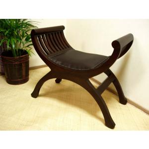 カルティニチェア チーク無垢材 レザー NA 牛革 革張り スツール
