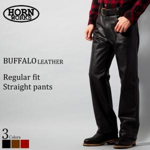 Horn Works 本革 レギュラーフィットブーツカットレザーパンツ メンズ